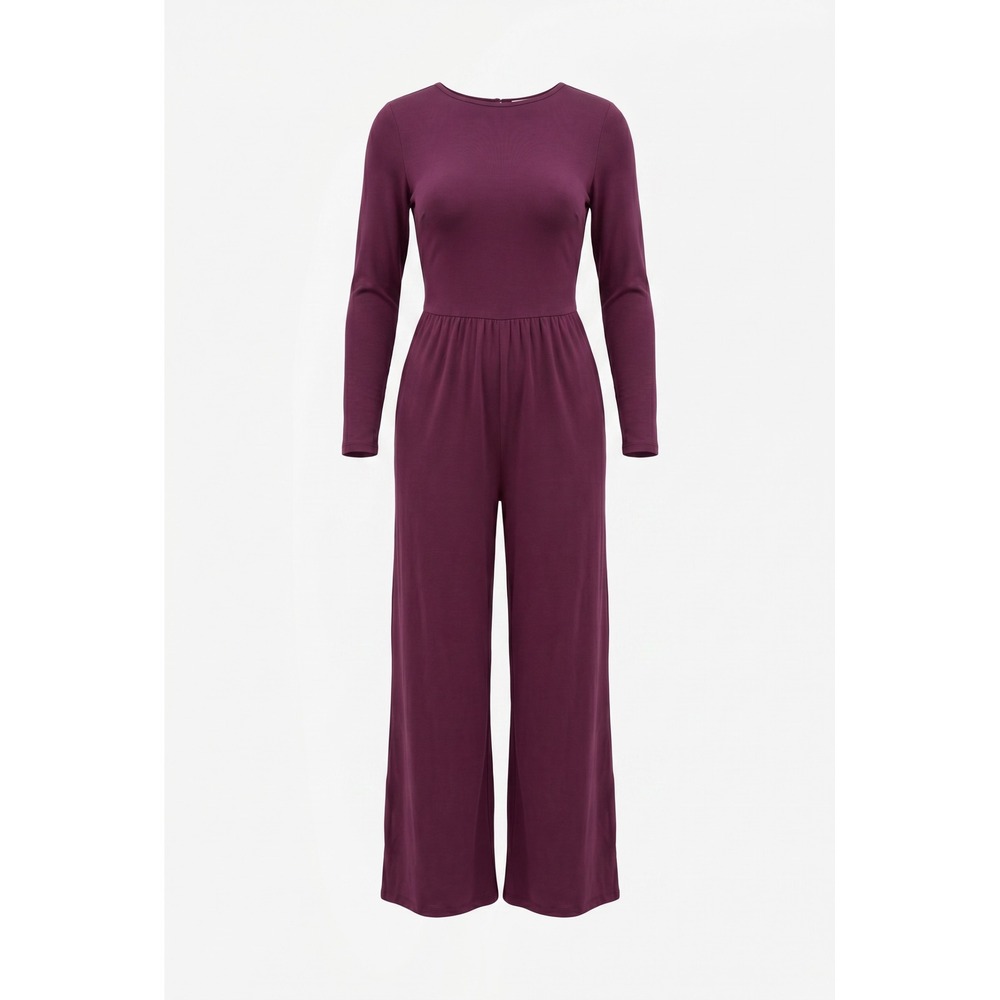 PrettyGarden Womens Long Sleeve Wide Leg Jumpsuit Burgundy Wine Size‎ Small